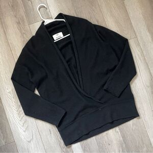 Allude Wool Cardigan virgin cashmere wrap sweater womens Black medium minimalist